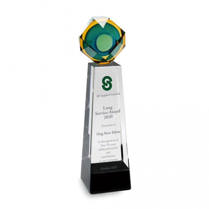 Jewel Colour Glass Trophy