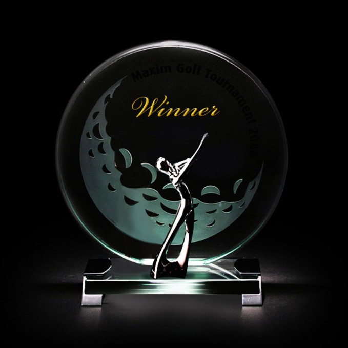 Round Golfer Swing Plaque